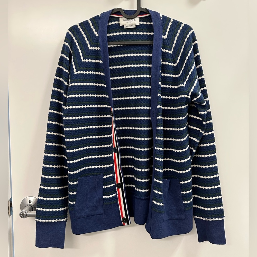 Thom Browne Cardigan - Blue and White Stripes - Limited Edition - Size 1